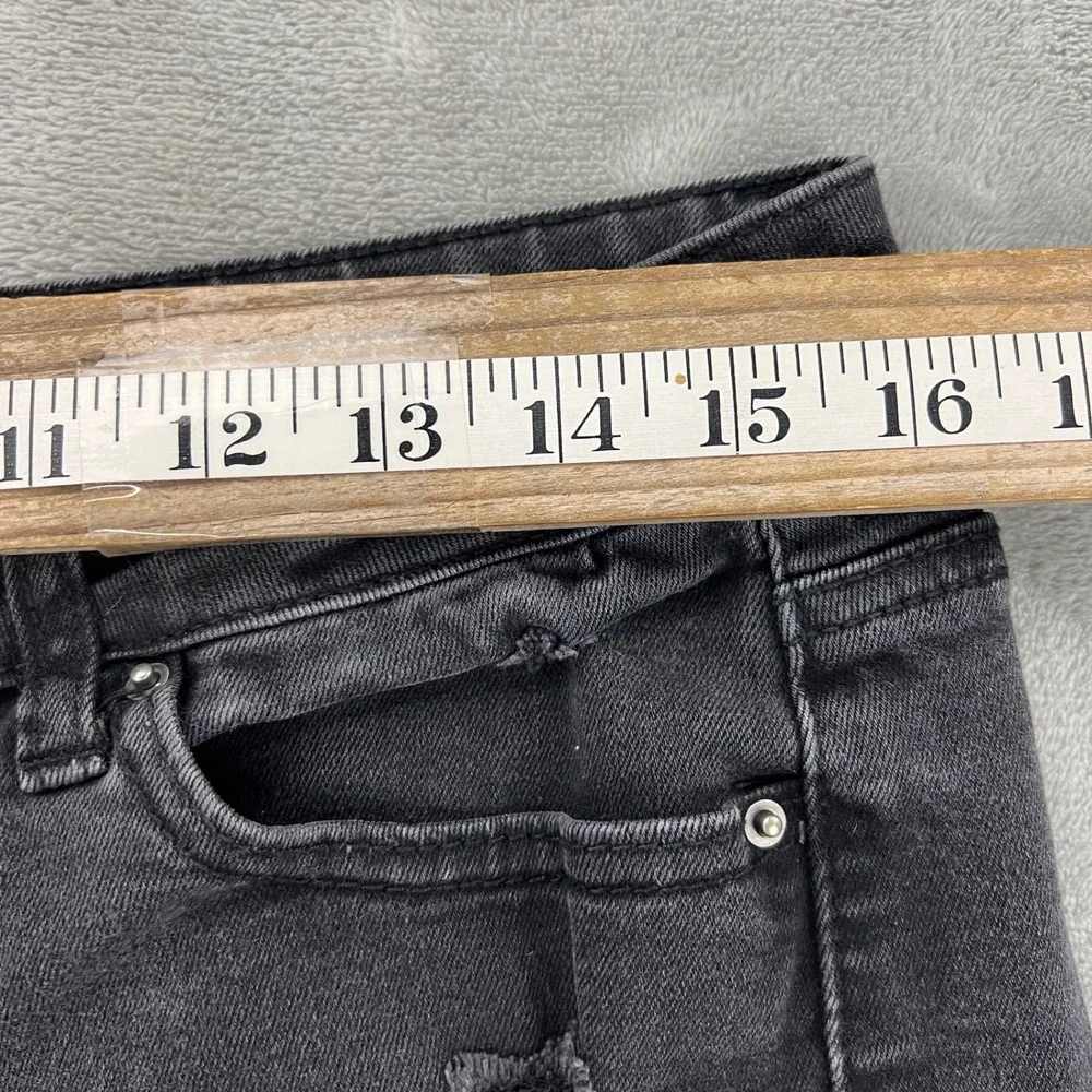 Wax Jean Womens Black Distressed Denim Shorts High Waisted Frayed Hem Size‎ 11